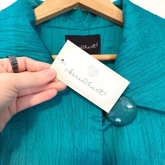 Keren Hart Crinkle Teal Jacket Size Medium NWT - Picture 3 of 10